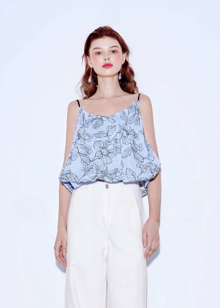 Blue Embroidered Top