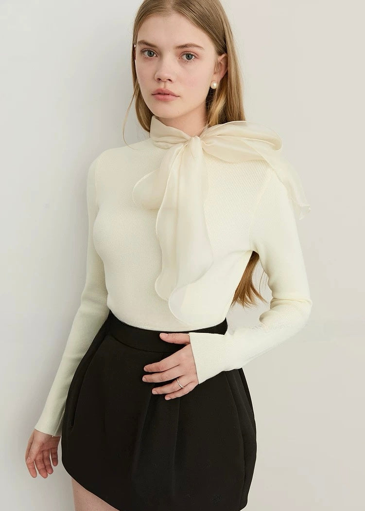 Bow-Tie Knit Top