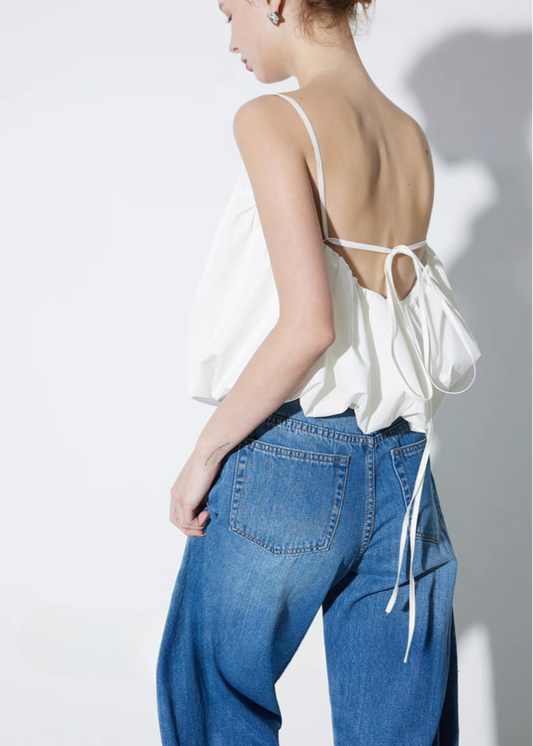 Cloud Back Tie Bubble Top