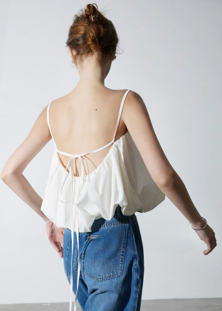 Cloud Back Tie Bubble Top
