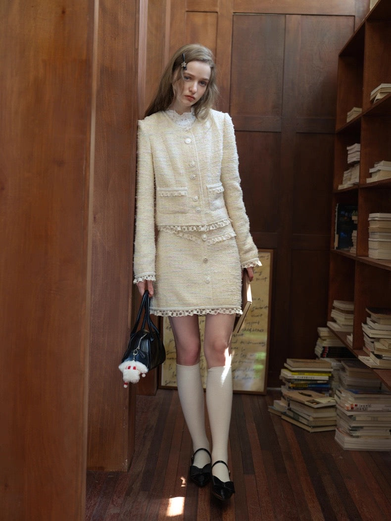 Cream Tweed Set
