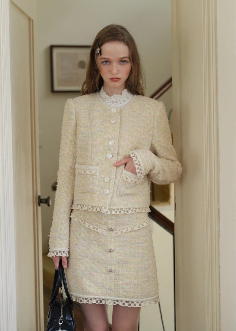 Cream Tweed Set
