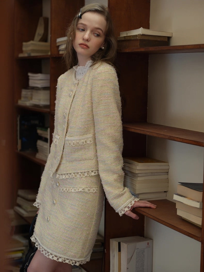 Cream Tweed Set