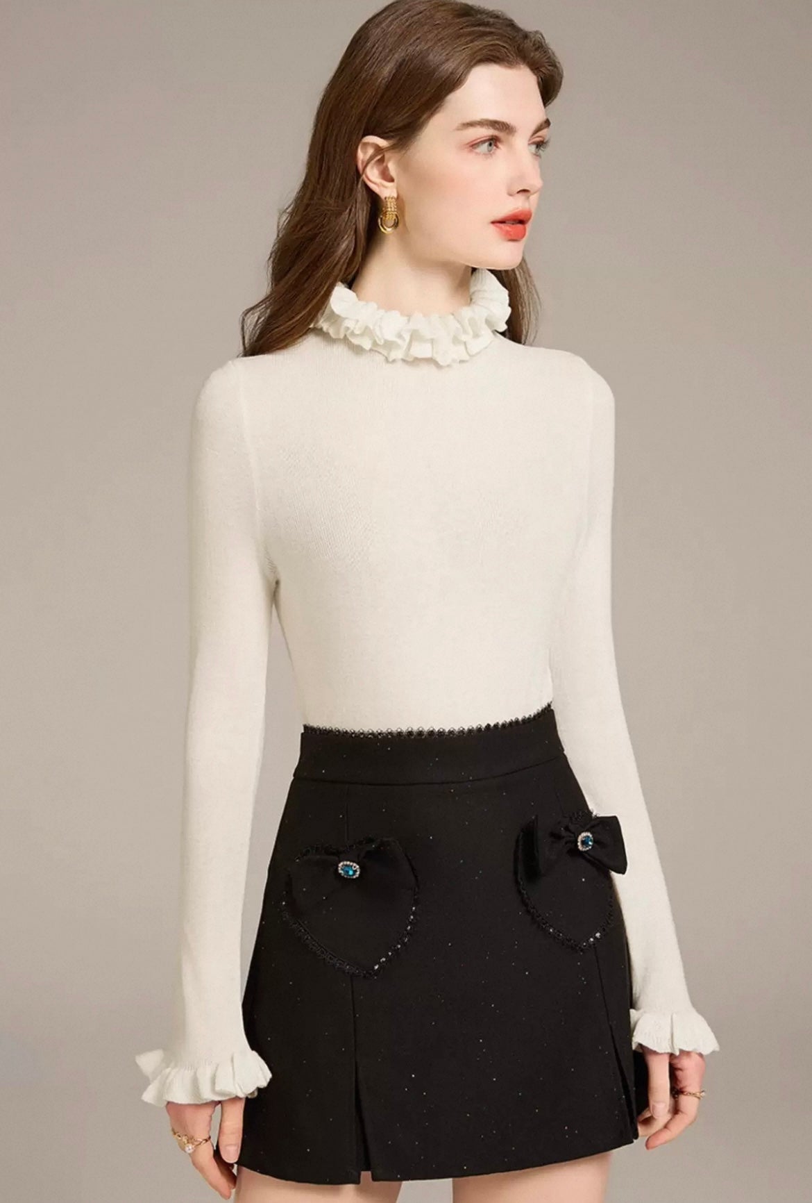 Frill Elegance Knit Top