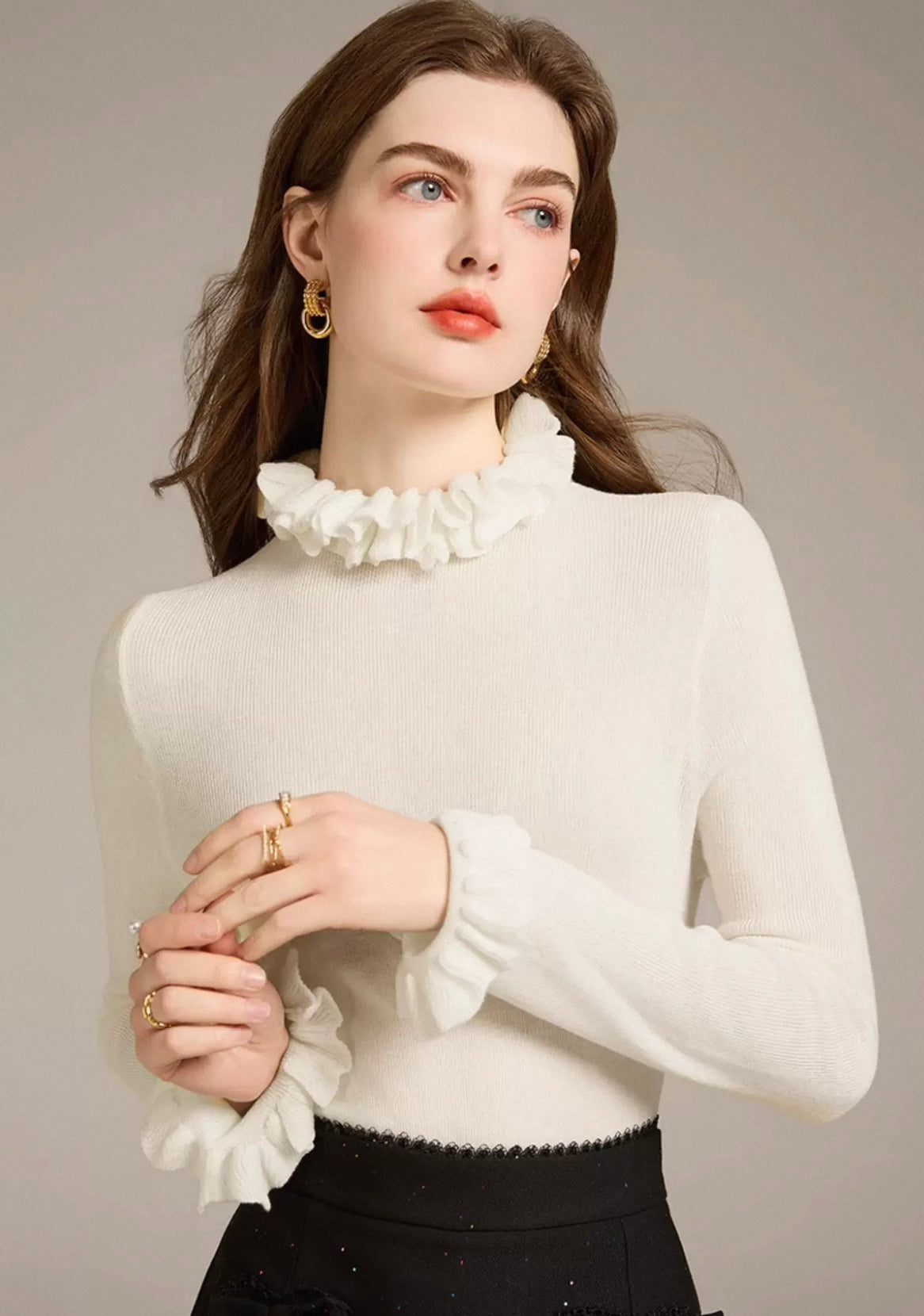 Frill Elegance Knit Top
