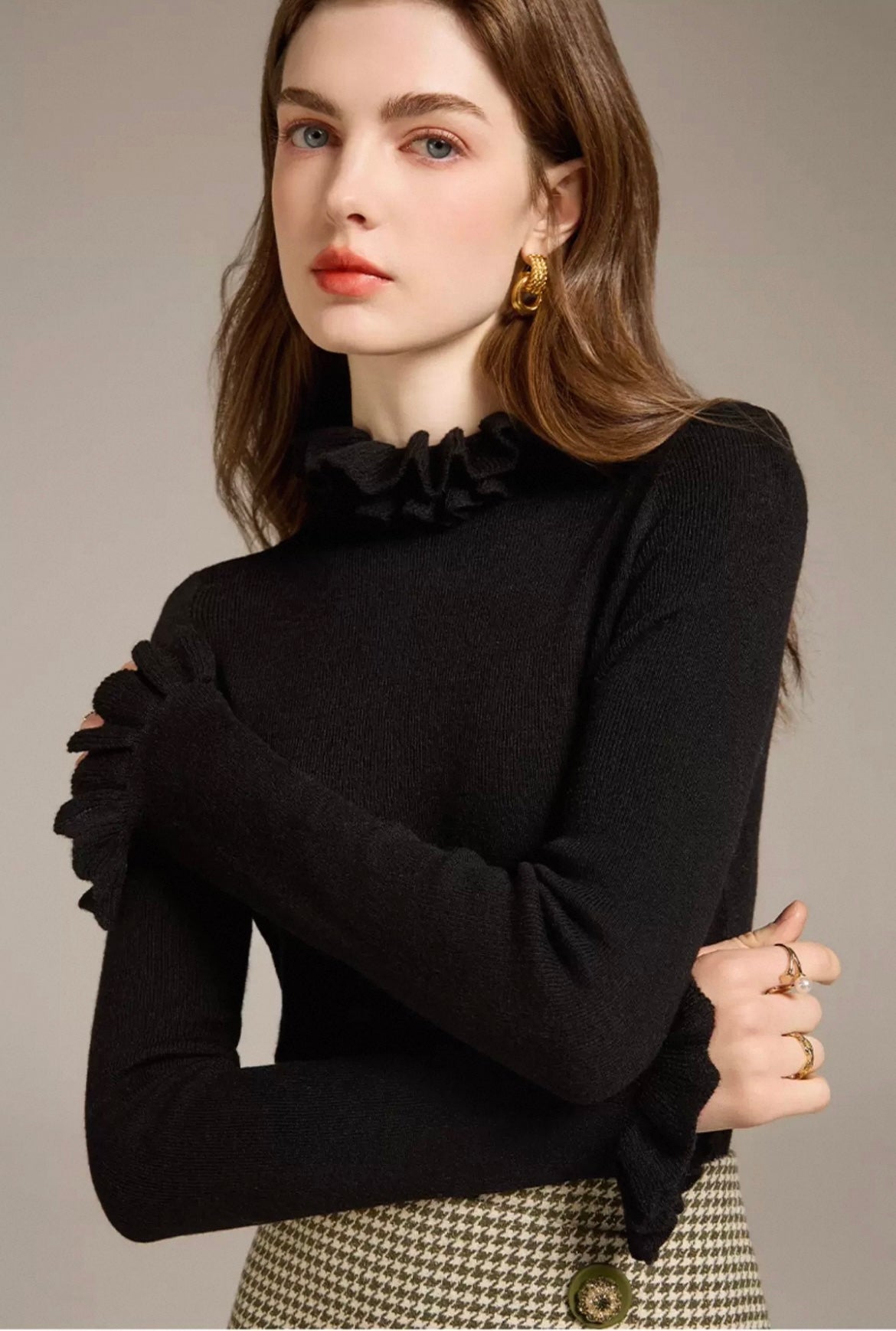 Frill Elegance Knit Top