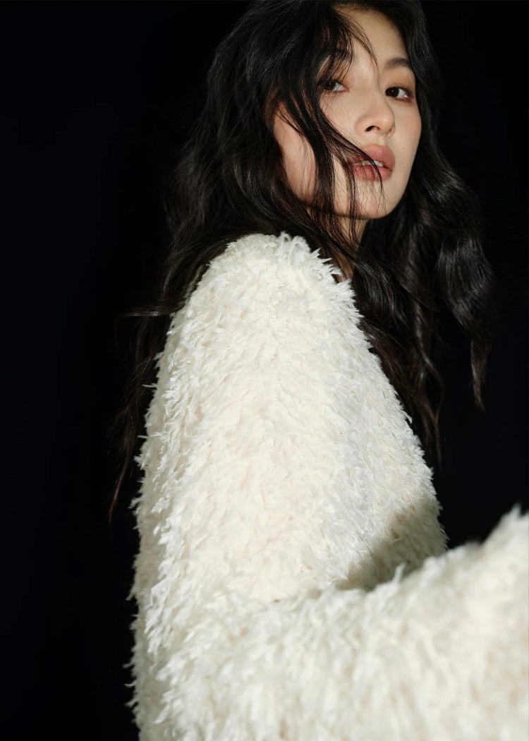 Fuzzy V-Neck Top