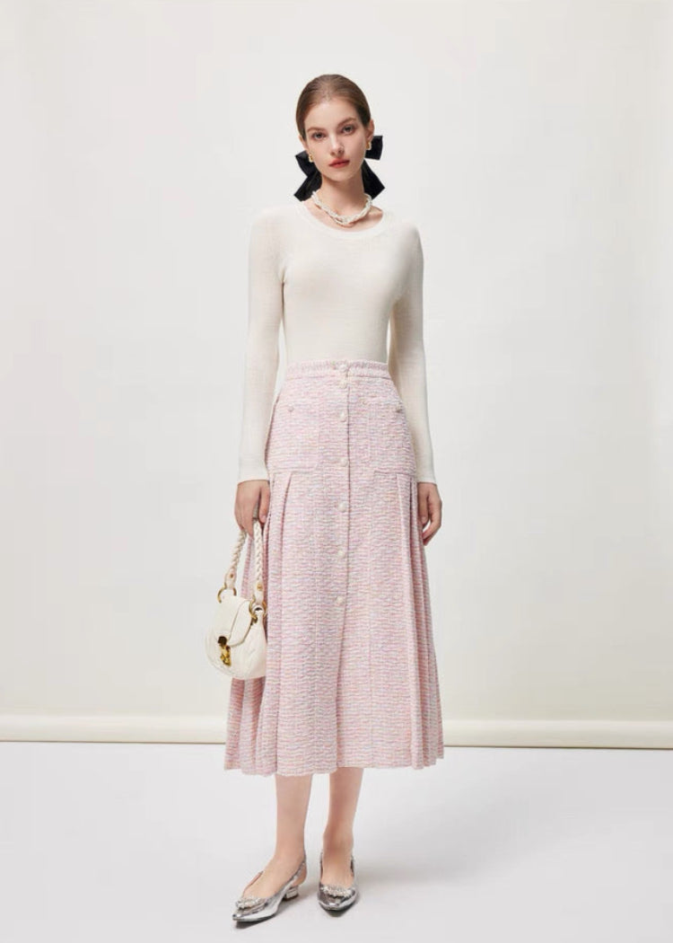 Pink Classical Tweed Skirt