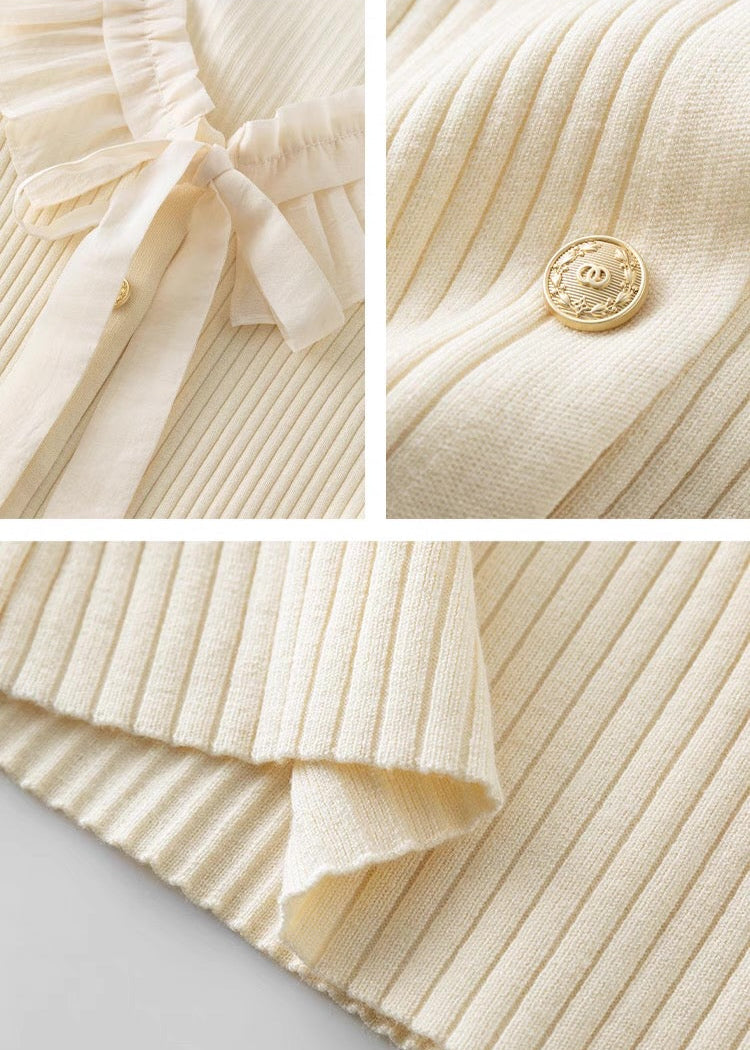 Ruffle Collar Knit Cardigan