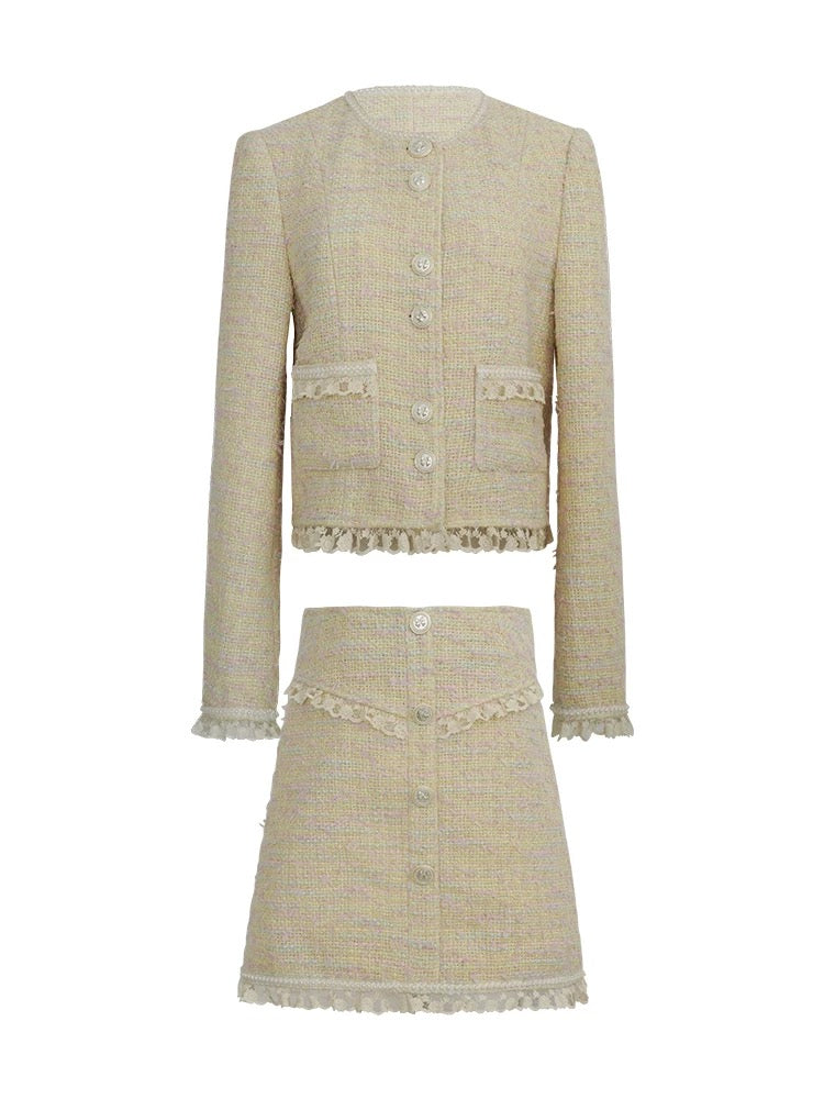 Cream Tweed Set