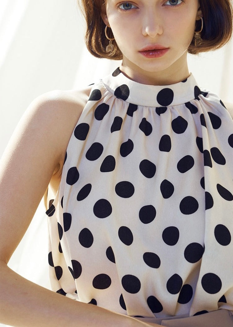 POLKA DOT SATIN BLOUSE