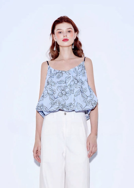 Blue Embroidered Top