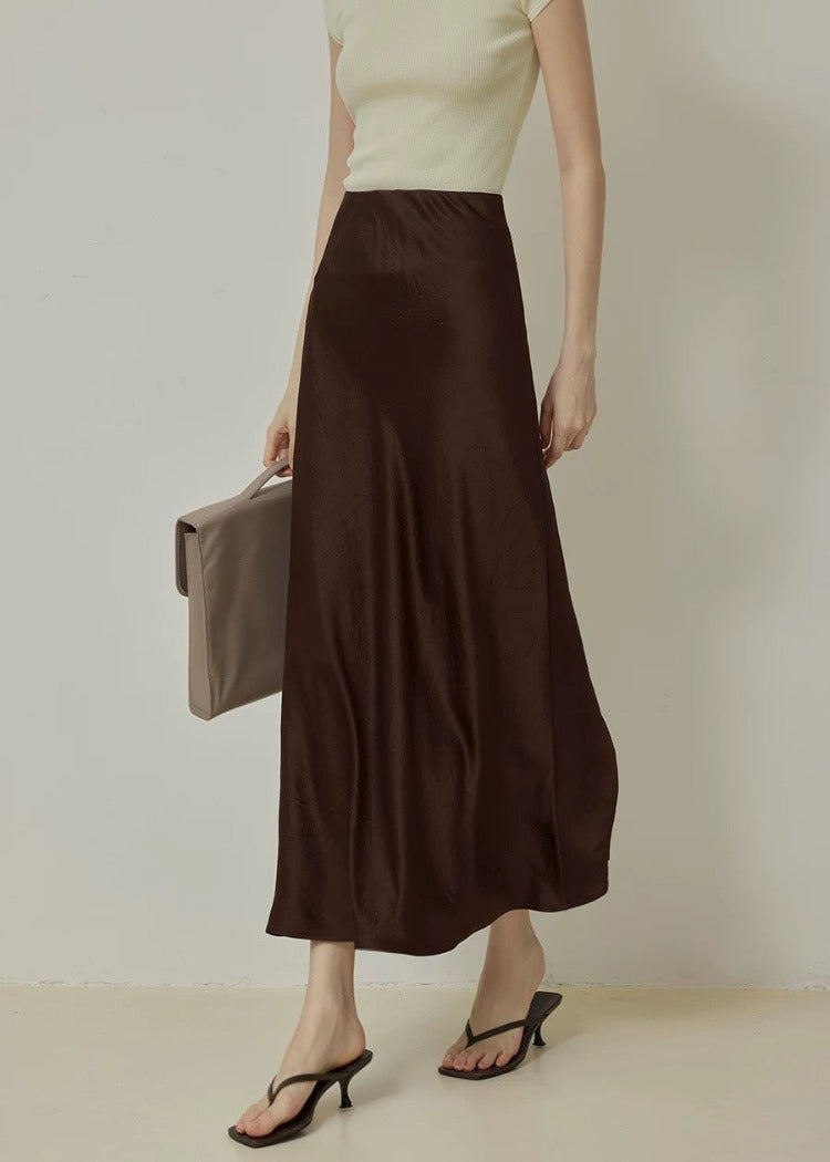 Chocolate Satin Skirt