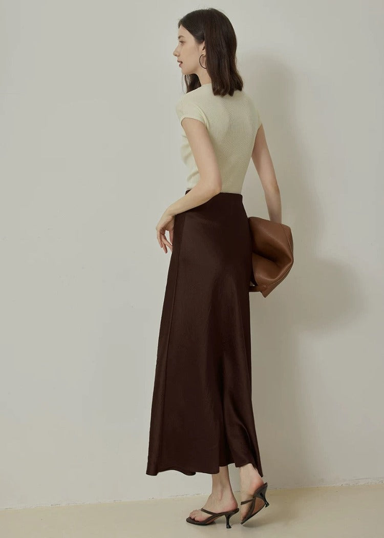 Chocolate Satin Skirt