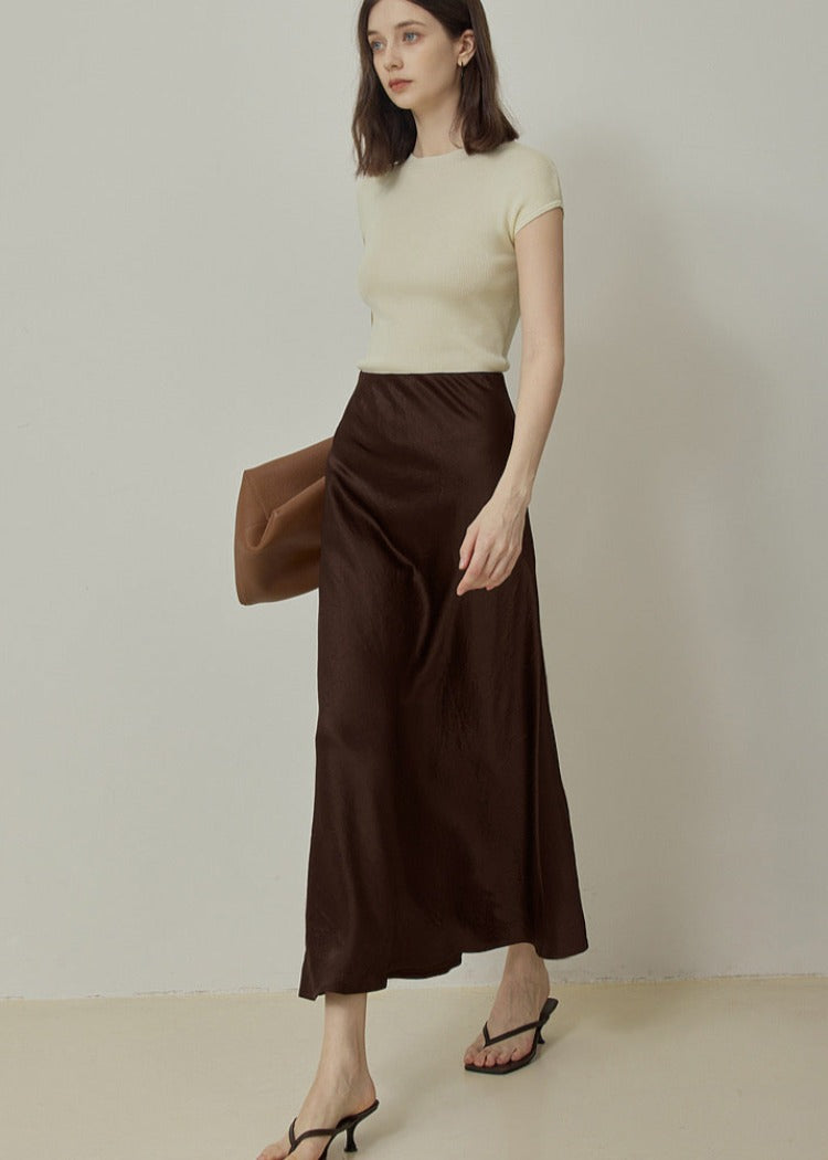 Chocolate Satin Skirt