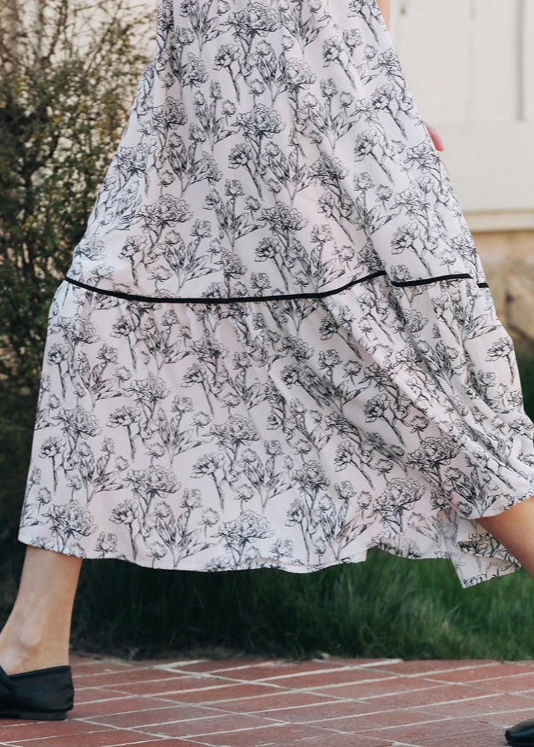 Contrast Floral Dress