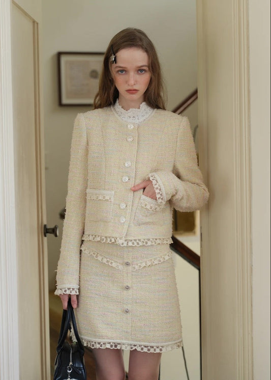 Cream Tweed Set