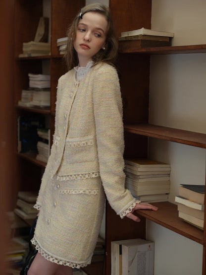 Cream Tweed Set