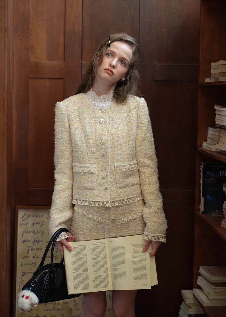 Cream Tweed Set