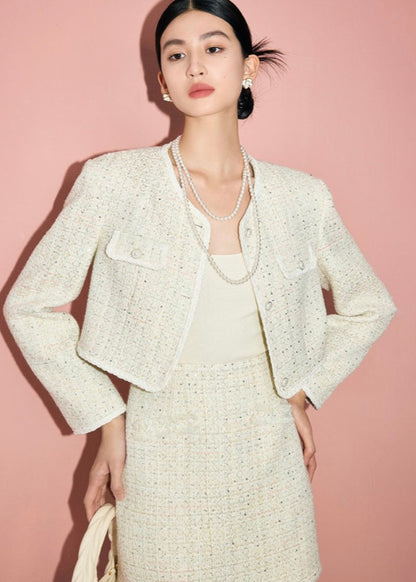 Elegant Pearl Tweed Jacket