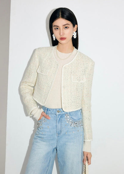 Elegant Pearl Tweed Jacket