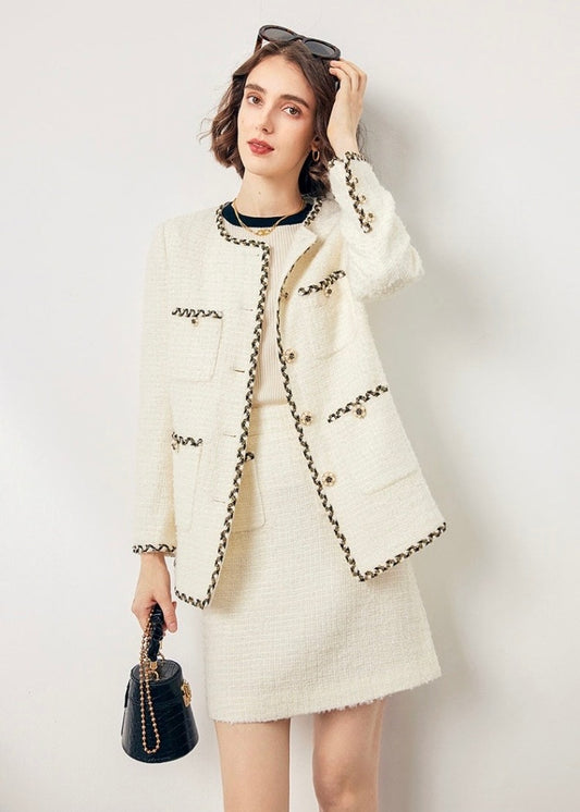 Flower Button Tweed Jacket