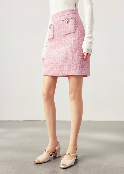 Flower Button Tweed Skirt