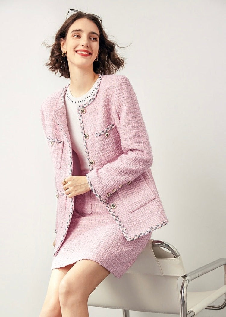 Flower Button Tweed Jacket