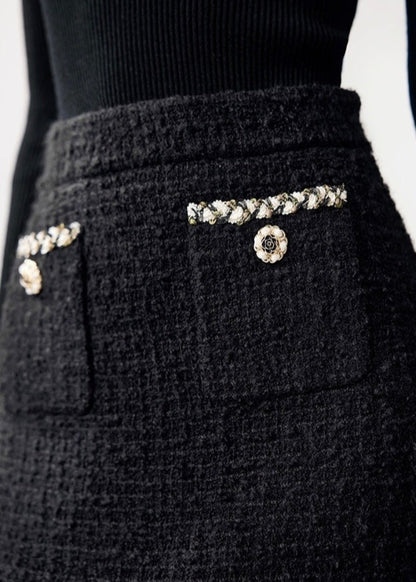 Flower Button Tweed Skirt