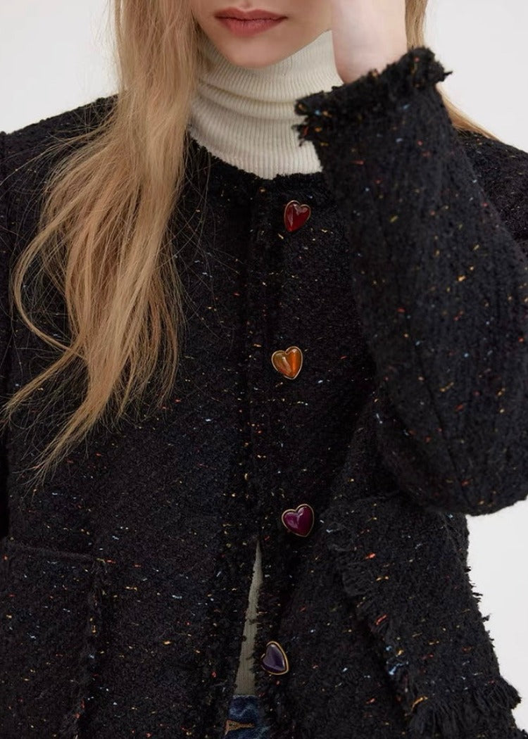 Heart Button Tweed Jacket