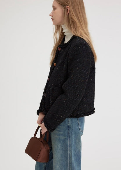 Heart Button Tweed Jacket