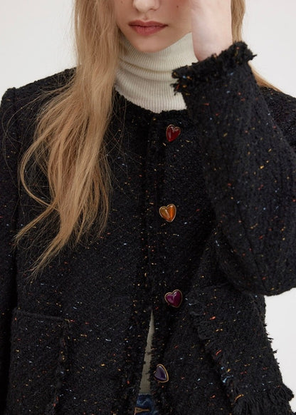 Heart Button Tweed Jacket