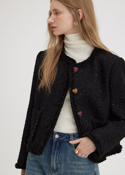 Heart Button Tweed Jacket