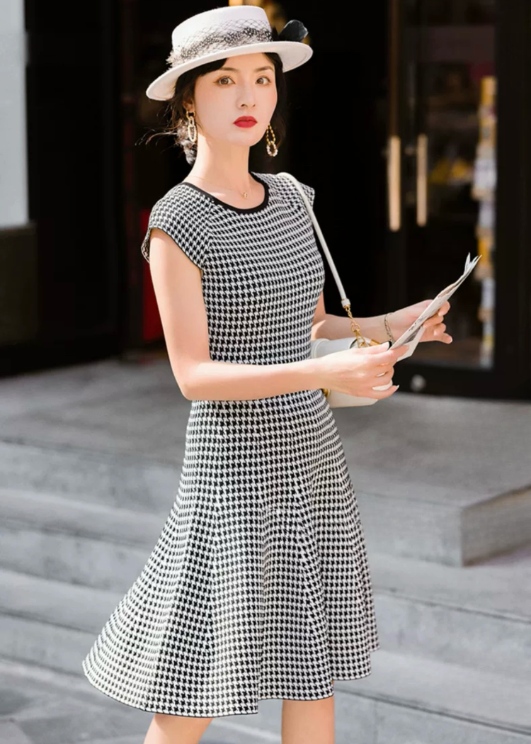 Houndstooth Pattern Dress