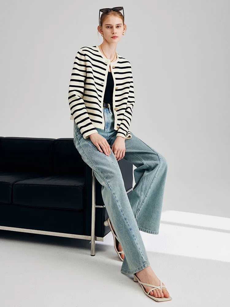 Striped Knitted Cardi