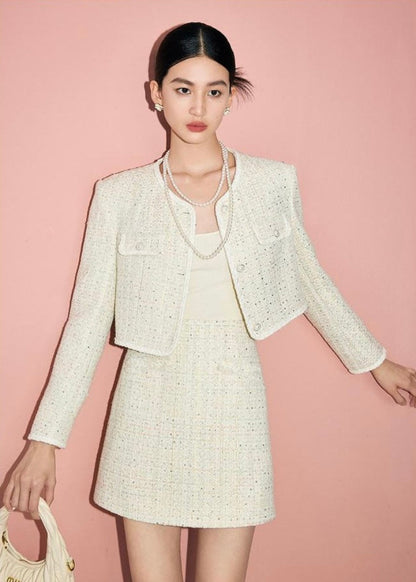 Elegant Pearl Tweed Jacket