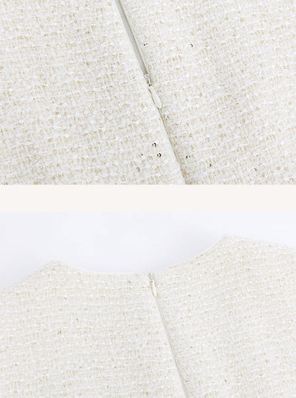 Ivory Tweed Peplum Dress