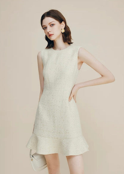 Ivory Tweed Peplum Dress