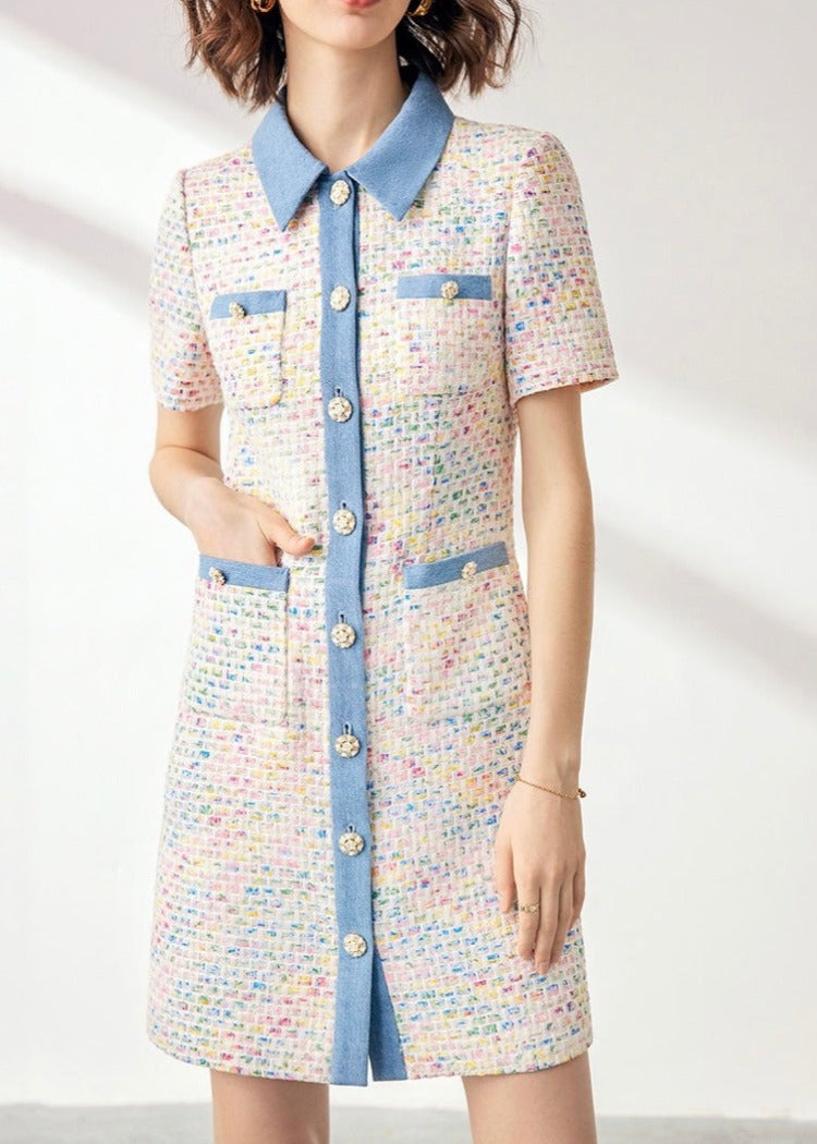 Mix color Collar Dress