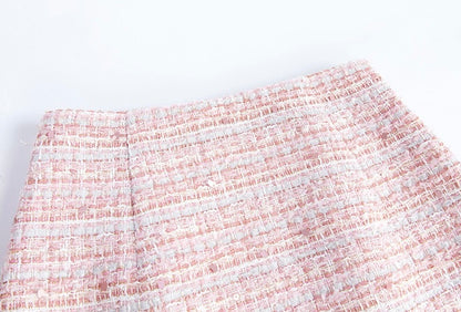 Multi Pink Color Tweed Skirt