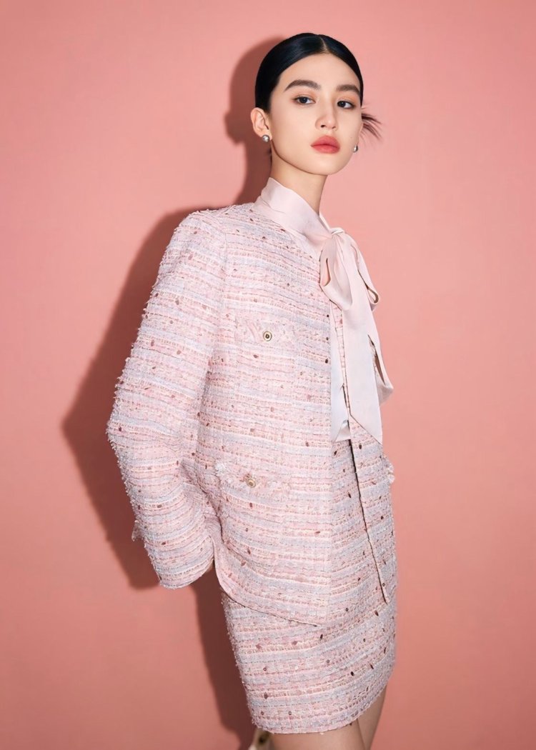 Multi Pink Color Tweed Jacket