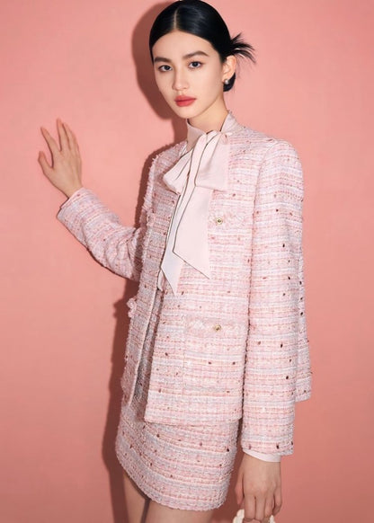 Multi Pink Color Tweed Jacket