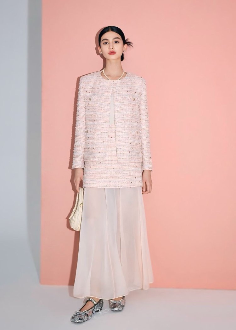 Multi Pink Color Tweed Jacket