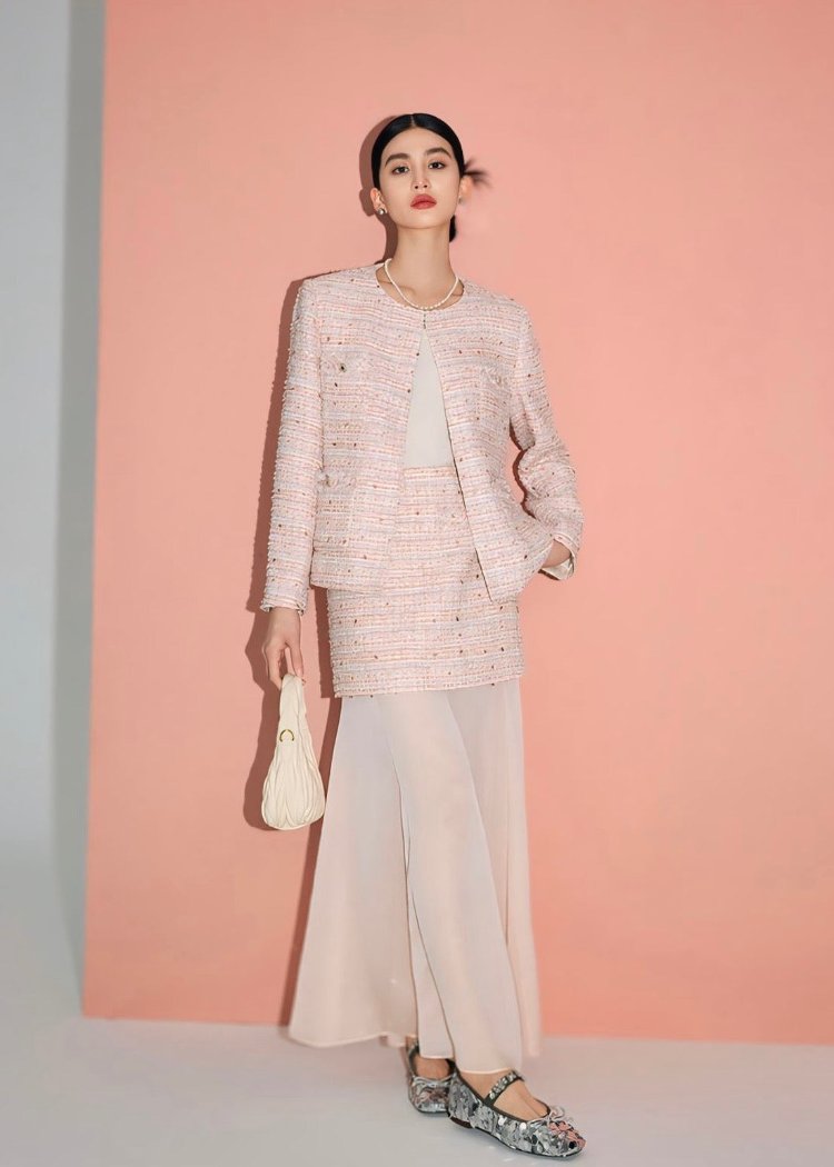 Multi Pink Color Tweed Jacket