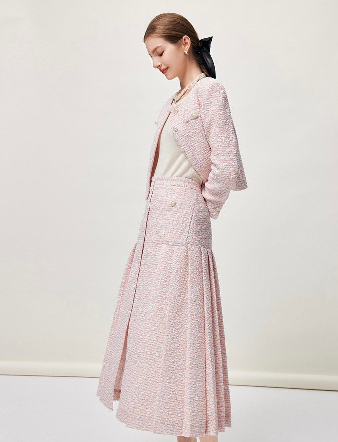 Pink Classical Tweed Skirt