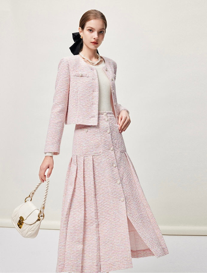 Pink Classical Tweed Skirt