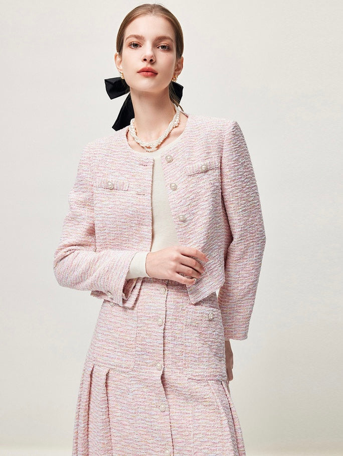 Pink Classical Tweed Skirt