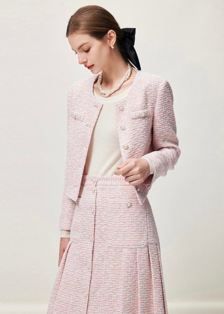 Pink Classical Tweed Skirt