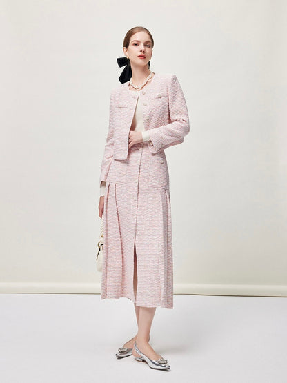 Pink Classical Tweed Skirt