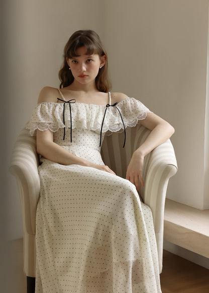 Romantic Polka Dot Off-Shoulder Dress